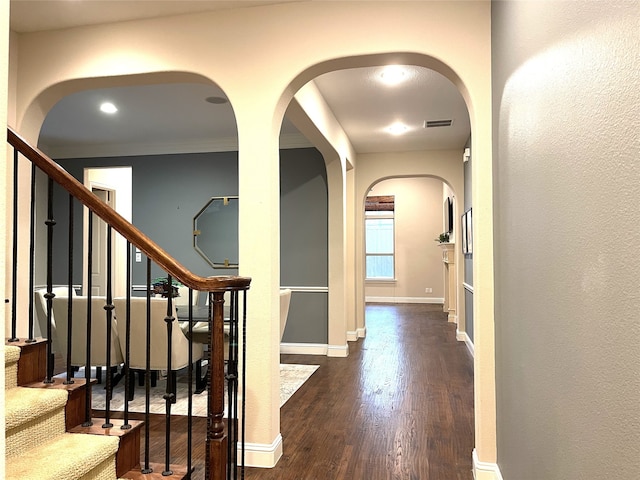 hall featuring dark hardwood / wood-style floors