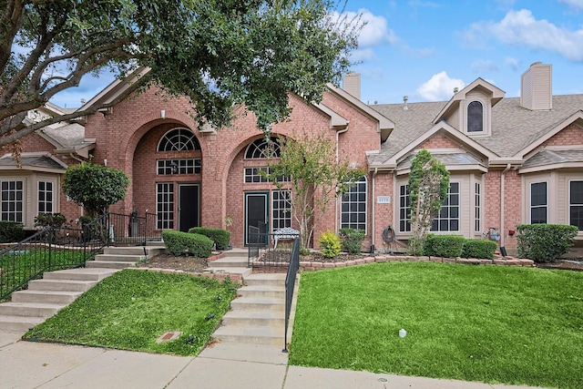 view of front of property featuring a front yard