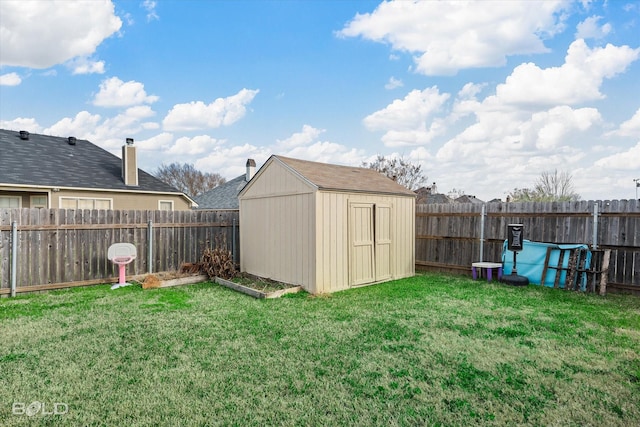 view of outbuilding with a yard