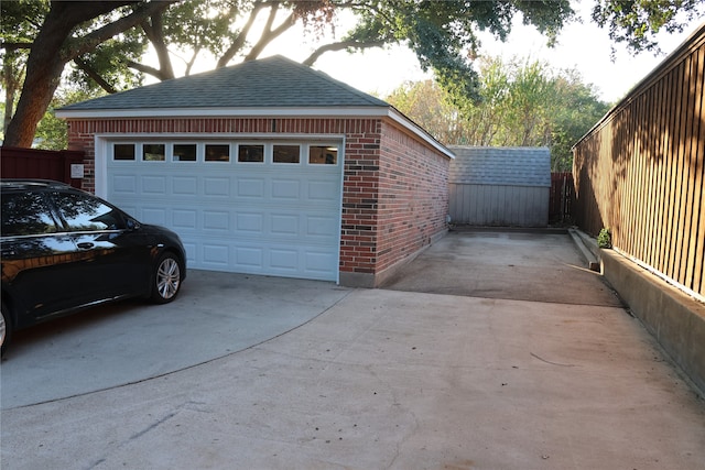 view of garage