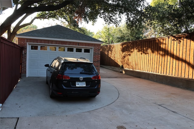 view of garage