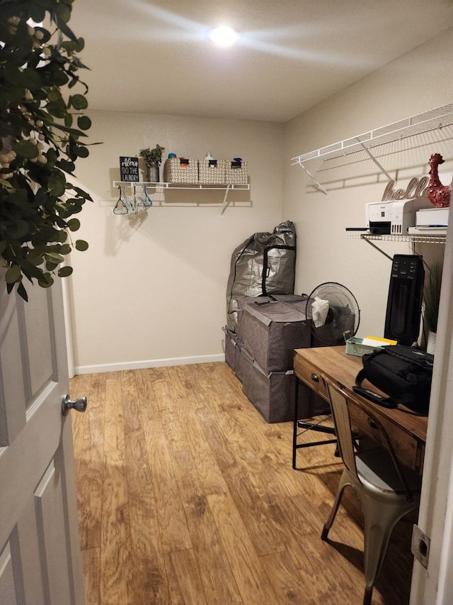 spacious closet featuring light hardwood / wood-style floors