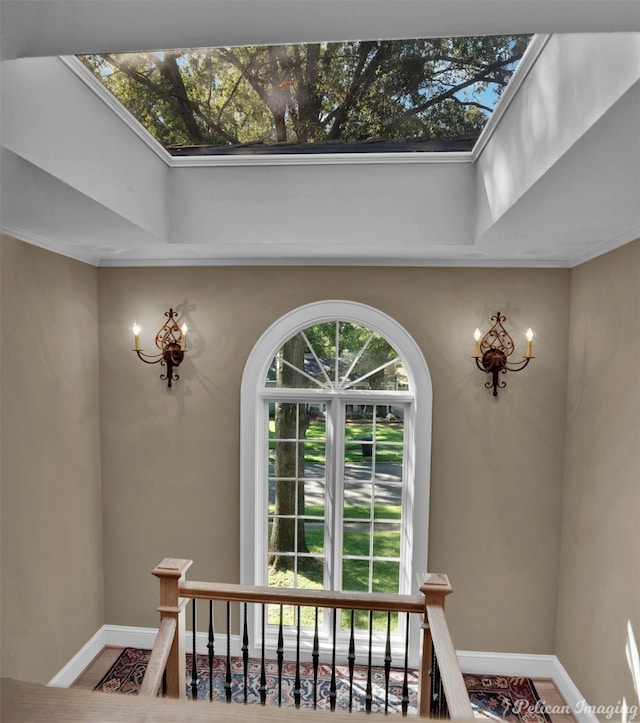 interior space with a skylight