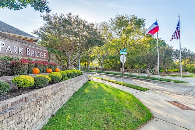 view of home's community featuring a lawn