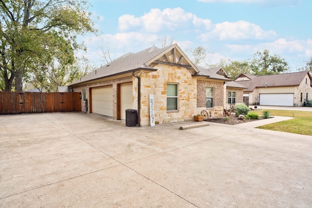 exterior space with a garage