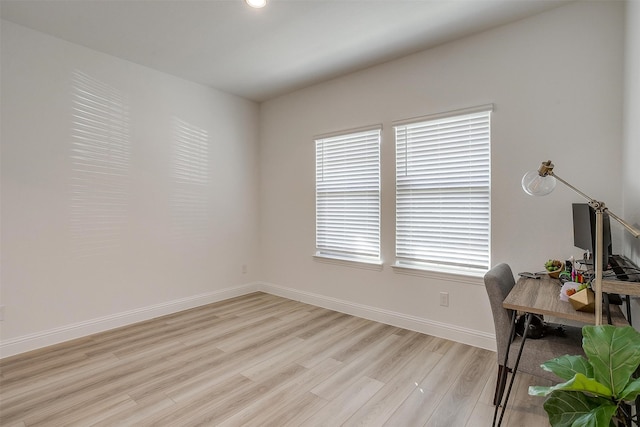 office area featuring light hardwood / wood-style flooring