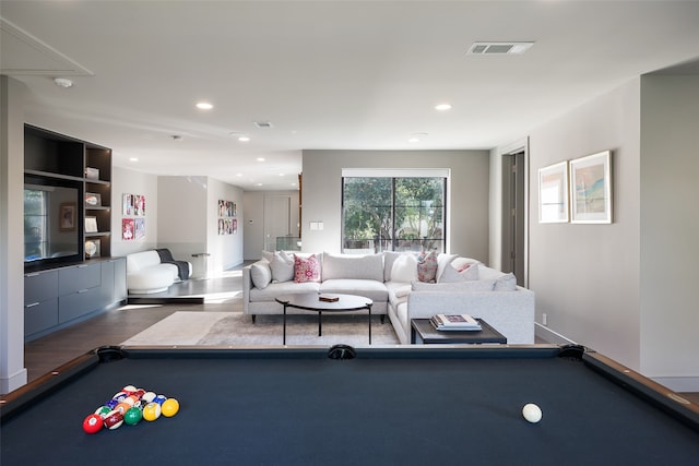 recreation room featuring pool table and wood-type flooring