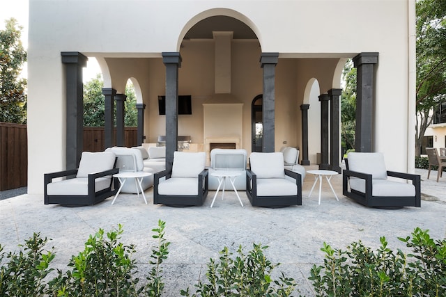 view of patio with an outdoor living space