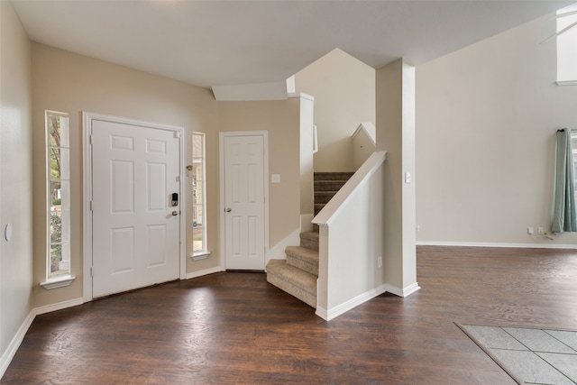 foyer with dark wood-type flooring