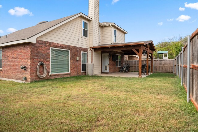 628 Destin Dr, Fort Worth, TX 76131 - rear view of property with a patio, brick siding, and a chimney