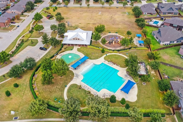 628 Destin Dr, Fort Worth, TX 76131 - aerial perspective of suburban area featuring a pool area