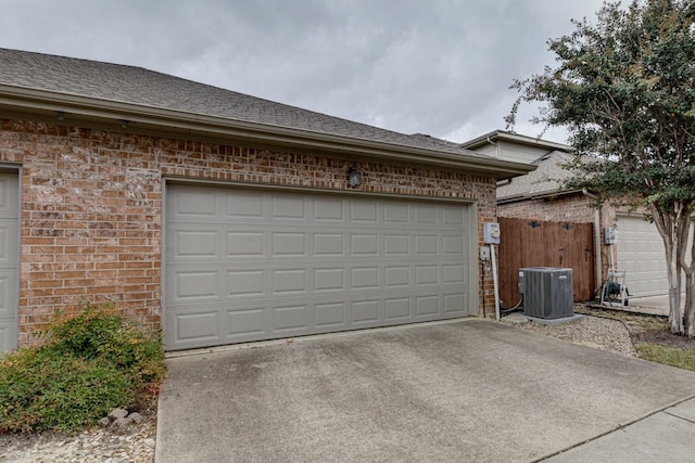 garage with central AC unit