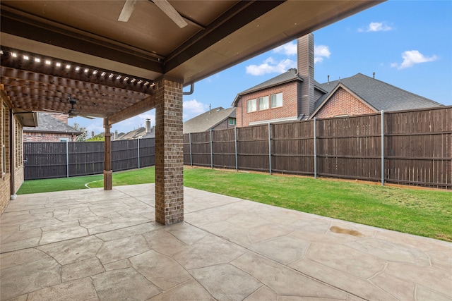 view of patio / terrace featuring ceiling fan