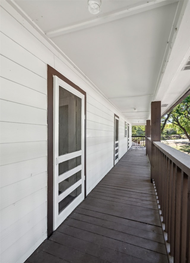 deck featuring a porch