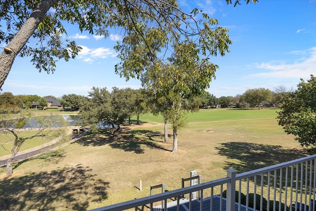 view of yard with a water view