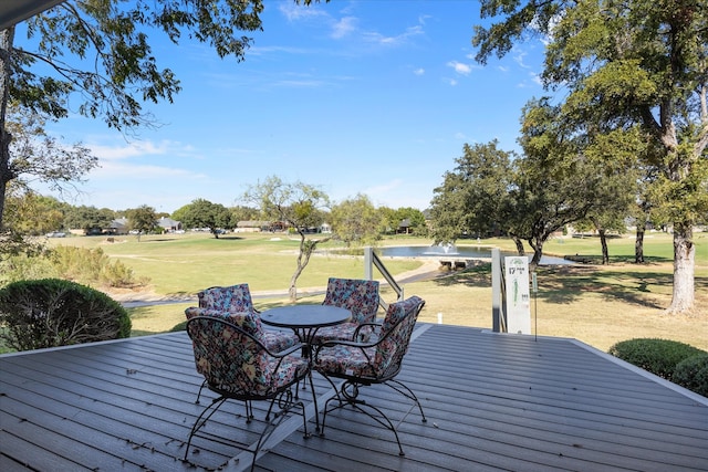 deck featuring a yard