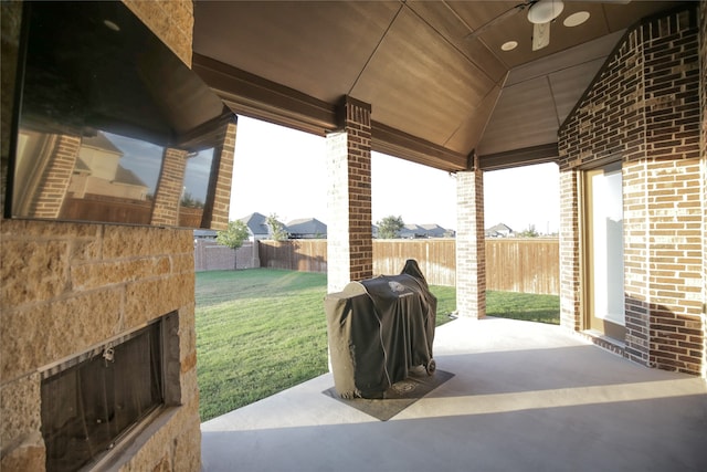 view of patio / terrace featuring a grill