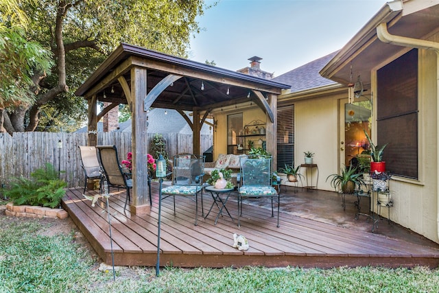 deck featuring a gazebo