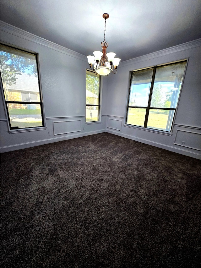 16536 County Road 221, Forney, TX 75126 - carpeted spare room with ornamental molding and a notable chandelier