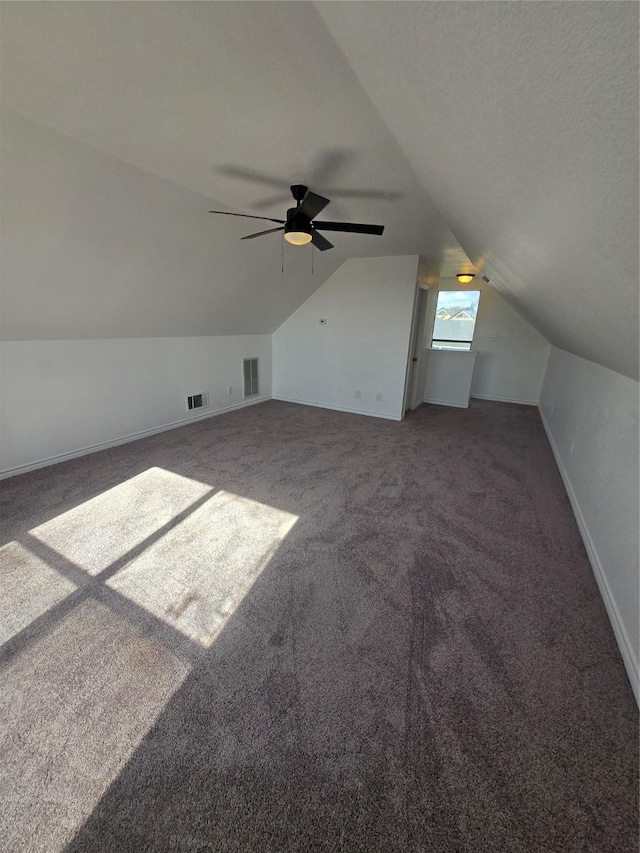 16536 County Road 221, Forney, TX 75126 - bonus room with lofted ceiling, dark carpet, and a textured ceiling