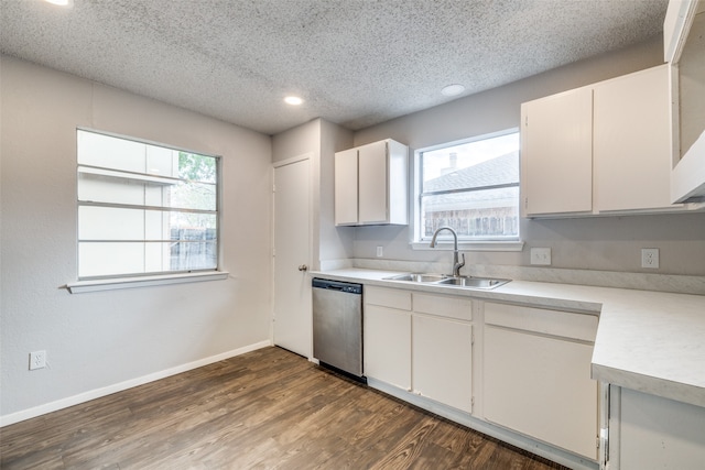 kitchen featuring white cabinets, stainless steel dishwasher, and sink