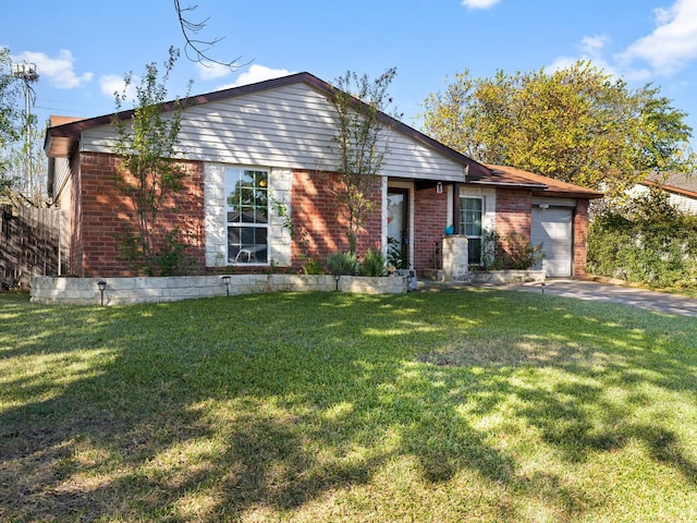 view of front facade with a front lawn and a garage