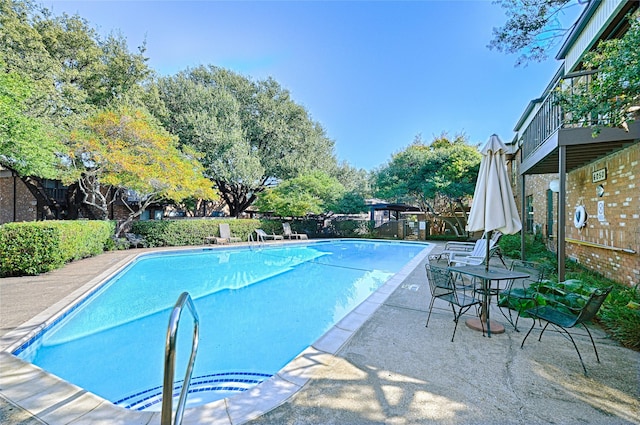 view of pool featuring a patio