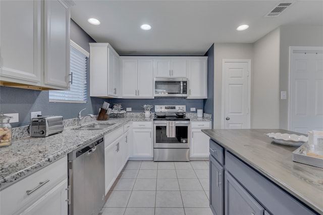 kitchen featuring sink, white cabinetry, and stainless steel appliances