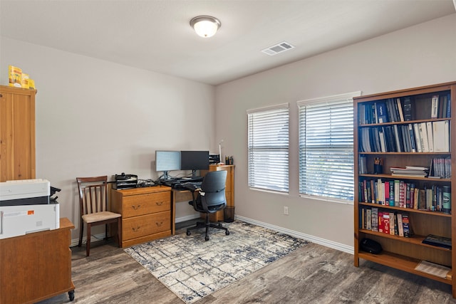 office featuring hardwood / wood-style flooring