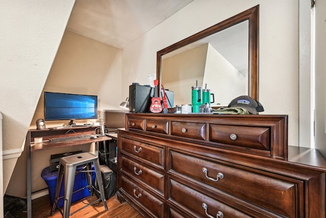 office area with wood-type flooring