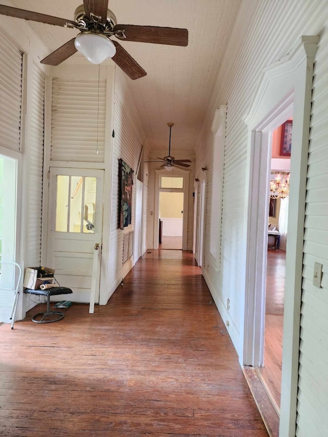 corridor with dark wood-type flooring