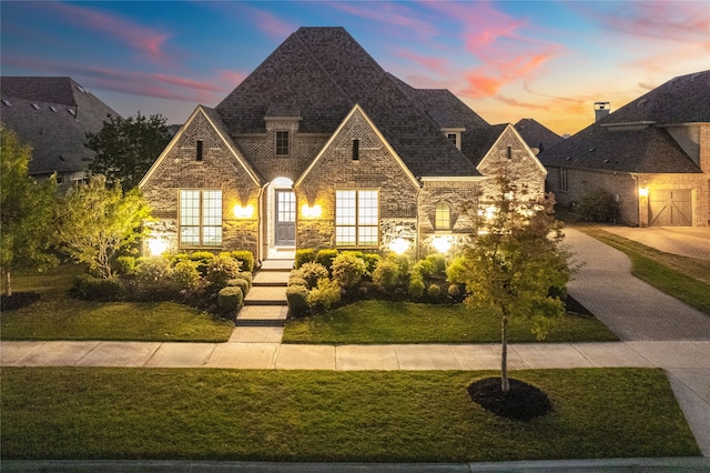 view of front of home featuring a yard