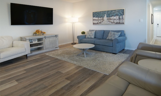 living room with hardwood / wood-style flooring