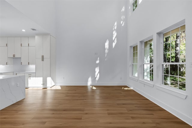 unfurnished living room featuring light hardwood / wood-style flooring