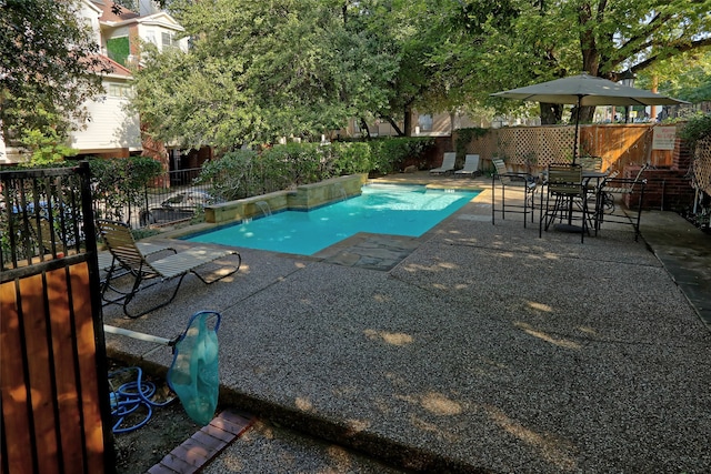 view of pool featuring a patio