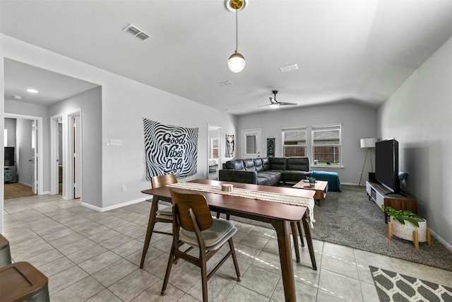 dining room featuring ceiling fan and light tile patterned floors