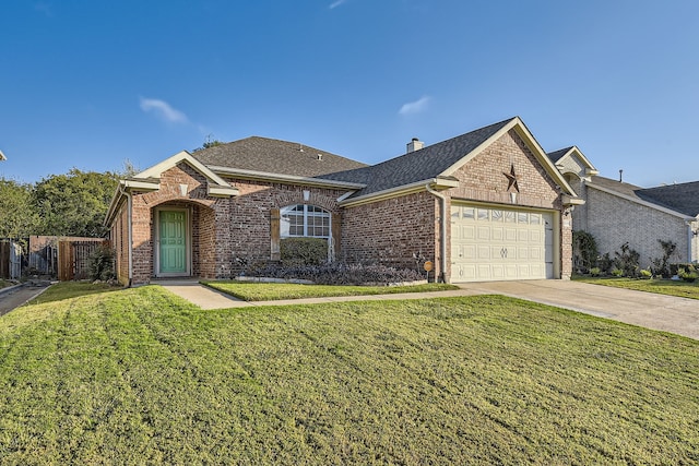 ranch-style house featuring a front lawn