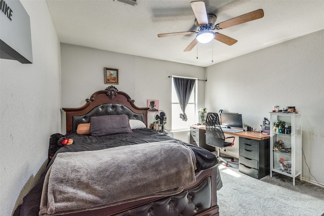 bedroom with carpet flooring and ceiling fan