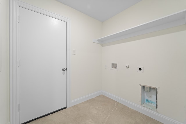 washroom with hookup for a gas dryer, hookup for an electric dryer, and washer hookup