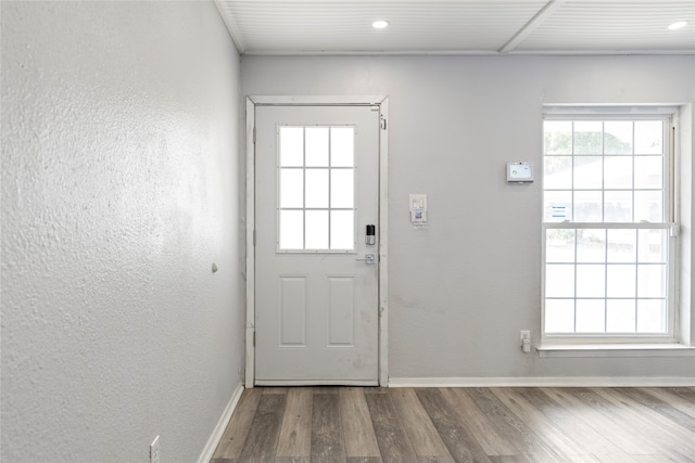 doorway featuring hardwood / wood-style flooring