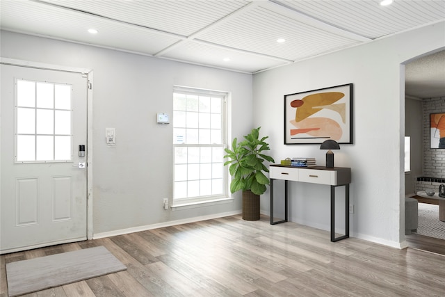 entrance foyer with light hardwood / wood-style floors