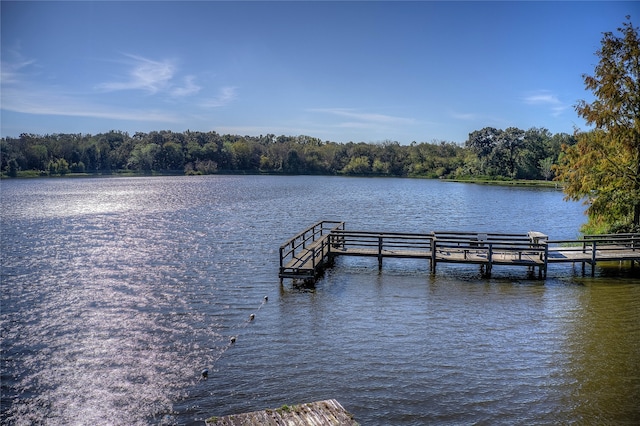 view of dock featuring a water view