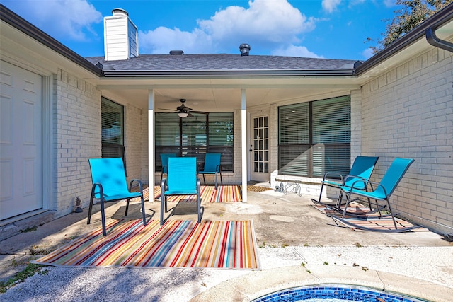 view of patio with ceiling fan