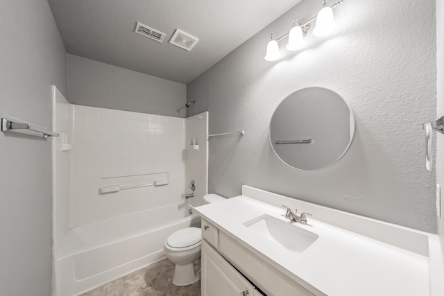 full bathroom with vanity, toilet, and bathtub / shower combination