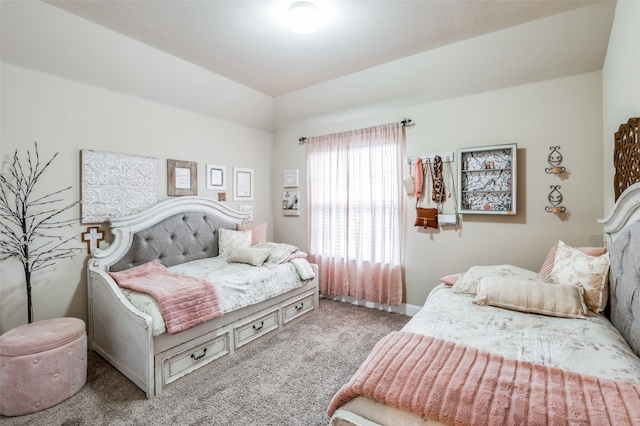 bedroom featuring light colored carpet