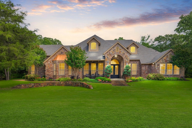 view of front of house featuring a lawn