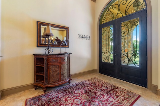 foyer featuring french doors