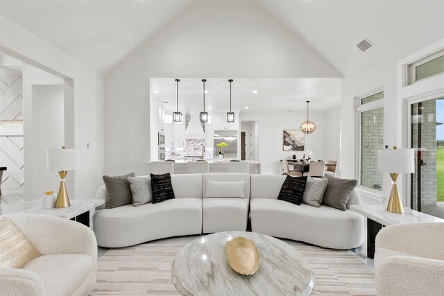 389 Arbor Mill Ct, Sunnyvale, TX 75182 - living area with high vaulted ceiling and recessed lighting