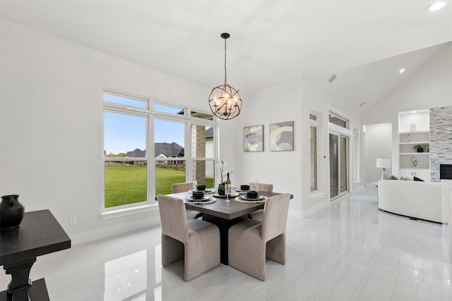389 Arbor Mill Ct, Sunnyvale, TX 75182 - dining area with built in shelves, healthy amount of natural light, a chandelier, baseboards, and recessed lighting
