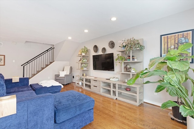 living room with hardwood / wood-style floors